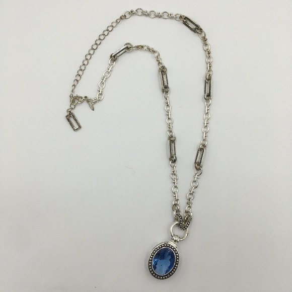 AVON Silver Plated (SP) Faceted Aqua Blue Rhinestone NECKLACE, 2003 - Picture 3 of 6